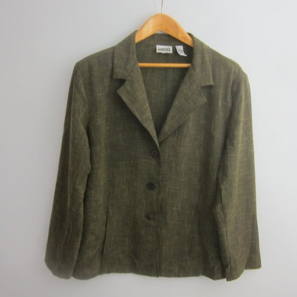 Vintage Chicos 3 Womens XL Dark Green Brown Long Sleeve Blazer Jacket Pockets - Picture 4 of 7